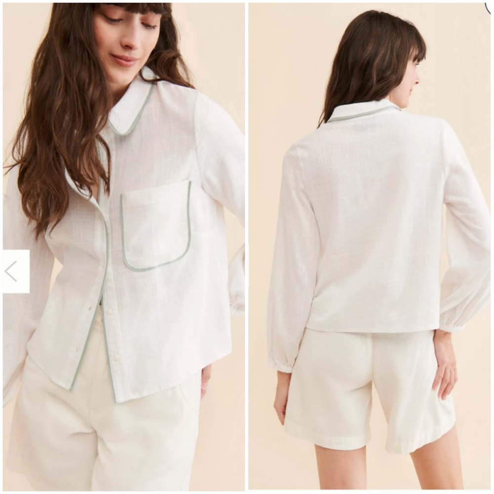 NWOT Anthropologie Sunday In Brooklyn Relaxed Lightweight Button Down XL Linen
